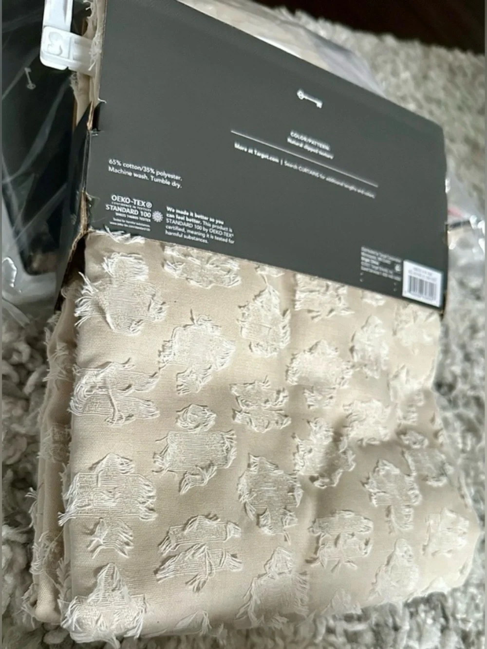 Threshold Light Filtering Jacquard Floral Curtain Panels Ivory Set of 2